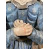 ANTICA COPPIA FIGURA SANTA SANTO SCULTURA LEGNO INTAGLIATO POLICROMO 78cm/h '600
