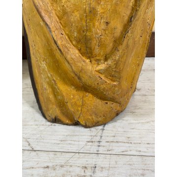 ANTICA COPPIA FIGURA SANTA SANTO SCULTURA LEGNO INTAGLIATO POLICROMO 78cm/h '600