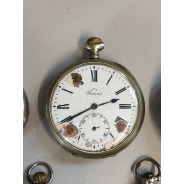LOTTO 8 pz. OROLOGIO TASCA Perseo FS RAILWAYS Waltham epoca '900 POCKET WATCH