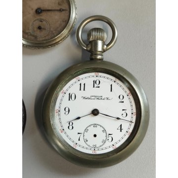 LOTTO 8 pz. OROLOGIO TASCA Perseo FS RAILWAYS Waltham epoca '900 POCKET WATCH