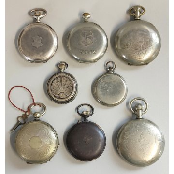LOTTO 8 pz. OROLOGIO TASCA Perseo FS RAILWAYS Waltham epoca '900 POCKET WATCH