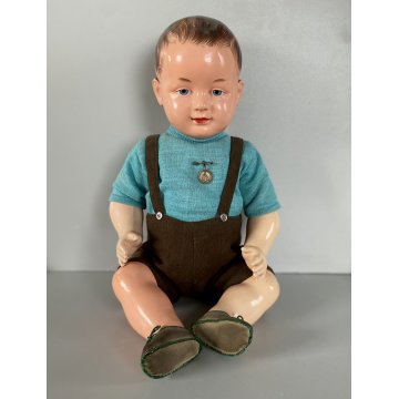 ANTICA BAMBOLA CELLULOIDE POUPON SNF 52/56 France VESTITI SCARPE ANNI '30/'50
