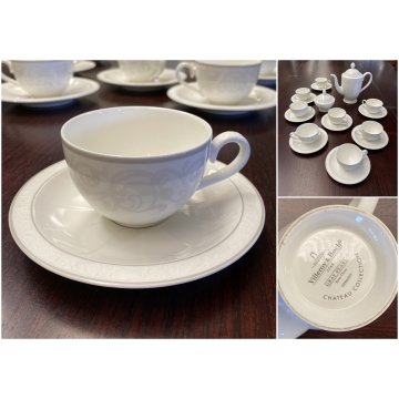 SERVIZIO da TE' VINTAGE 8 TAZZE PORCELLANA Villeroy & Boch GREY PEARL CAPPUCCINO