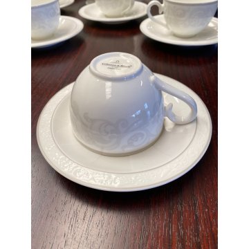 SERVIZIO da TE' VINTAGE 8 TAZZE PORCELLANA Villeroy & Boch GREY PEARL CAPPUCCINO