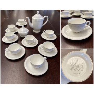 SERVIZIO da TE' VINTAGE 8 TAZZE PORCELLANA Villeroy & Boch GREY PEARL CAPPUCCINO