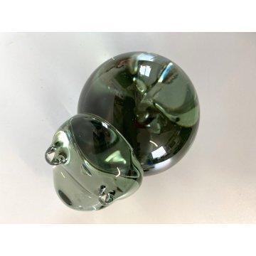 SCULTURA FIGURA ANIMALE IPPOPOTAMO VETRO Murano VERDE CRYSTAL HIPPOPOTAMUS 13 cm
