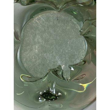 SCULTURA FIGURA ANIMALE IPPOPOTAMO VETRO Murano VERDE CRYSTAL HIPPOPOTAMUS 13 cm