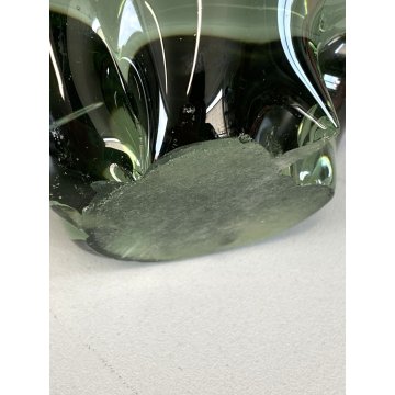 SCULTURA FIGURA ANIMALE IPPOPOTAMO VETRO Murano VERDE CRYSTAL HIPPOPOTAMUS 13 cm