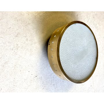 LAMPADARIO PLAFONIERA Stilnovo METALLO OTTONE VETRO ø 29cm MINIMALISTA '50