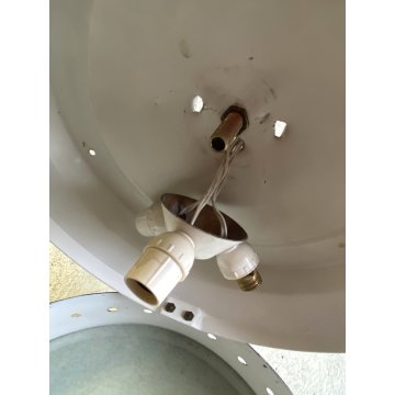 LAMPADARIO PLAFONIERA Stilnovo METALLO OTTONE VETRO ø 29cm MINIMALISTA '50