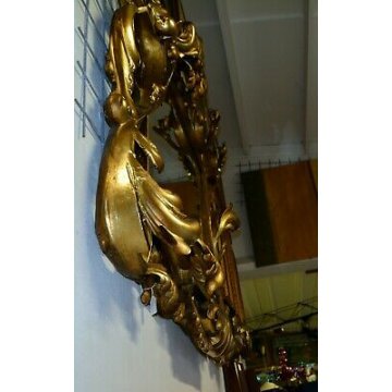 ENORME ANTICA SPECCHIERA BAROCCA DORATA CORNICE SPECCHIO GOLDEN MIRROR LEGNO