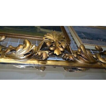 ENORME ANTICA SPECCHIERA BAROCCA DORATA CORNICE SPECCHIO GOLDEN MIRROR LEGNO