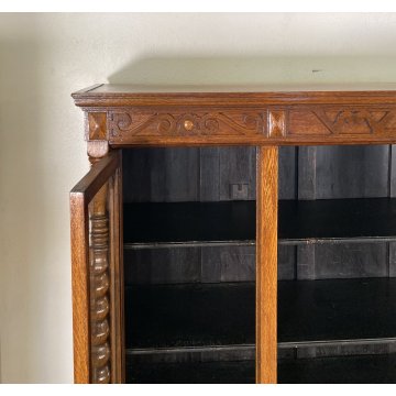 ANTICA LIBRERIA VETRINA LEGNO 3 ANTE CREDENZA PRIMI 900 ARMADIO CRISTALLERIA
