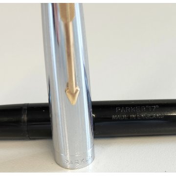 ANTICA PENNA STILOGRAFICA Parker 17 color NERO ARGENTO anni 60 OLD FOUNTAIN PEN