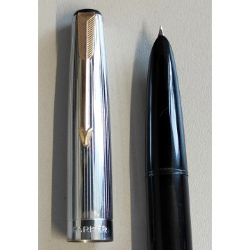 ANTICA PENNA STILOGRAFICA Parker 17 color NERO ARGENTO anni 60 OLD FOUNTAIN PEN