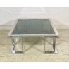 TAVOLINO DA SALOTTO ANNI 70 ACCIAIO CROMATO VETRO TABLE BASS DESIGN VINTAGE