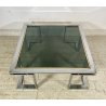 TAVOLINO DA SALOTTO ANNI 70 ACCIAIO CROMATO VETRO TABLE BASS DESIGN VINTAGE