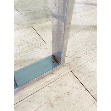TAVOLINO DA SALOTTO ANNI 70 ACCIAIO CROMATO VETRO TABLE BASS DESIGN VINTAGE