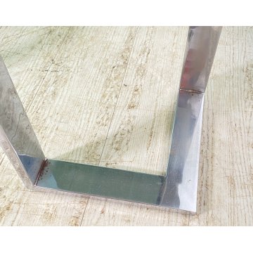TAVOLINO DA SALOTTO ANNI 70 ACCIAIO CROMATO VETRO TABLE BASS DESIGN VINTAGE