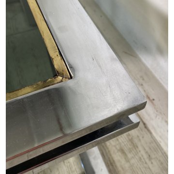 TAVOLINO DA SALOTTO ANNI 70 ACCIAIO CROMATO VETRO TABLE BASS DESIGN VINTAGE