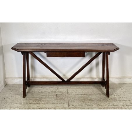 ANTICO SCRITTOIO FRATINO CONSOLLE 1800 LEGNO NOCE SCRIVANIA TAVOLO CAPRETTA