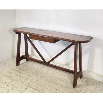 ANTICO SCRITTOIO FRATINO CONSOLLE 1800 LEGNO NOCE SCRIVANIA TAVOLO CAPRETTA