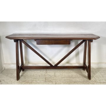 ANTICO SCRITTOIO FRATINO CONSOLLE 1800 LEGNO NOCE SCRIVANIA TAVOLO CAPRETTA