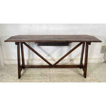 ANTICO SCRITTOIO FRATINO CONSOLLE 1800 LEGNO NOCE SCRIVANIA TAVOLO CAPRETTA