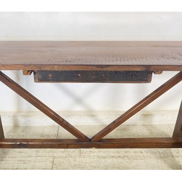 ANTICO SCRITTOIO FRATINO CONSOLLE 1800 LEGNO NOCE SCRIVANIA TAVOLO CAPRETTA