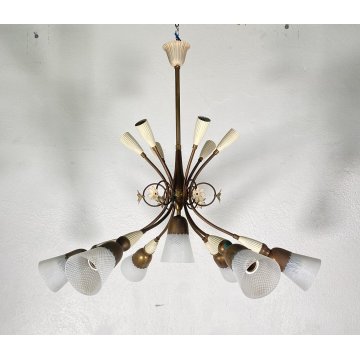 ANTICO LAMPADARIO LIBERTY ANNI 40/50 TREDICI PUNTI LUCE HANGING LAMP VINTAGE