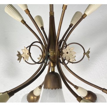 ANTICO LAMPADARIO LIBERTY ANNI 40/50 TREDICI PUNTI LUCE HANGING LAMP VINTAGE