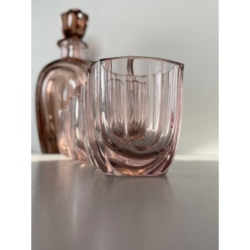 BOTTIGLIA 6 BICCHIERI CRISTALLO MOLATO ART DECO BOHEMIAN CRYSTAL DECANTER '30