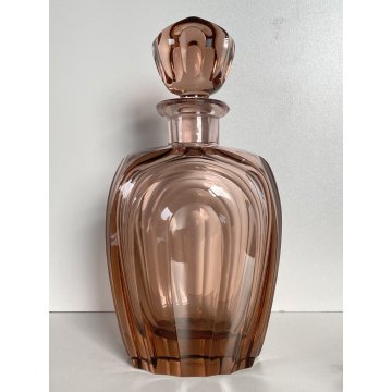 BOTTIGLIA 6 BICCHIERI CRISTALLO MOLATO ART DECO BOHEMIAN CRYSTAL DECANTER '30