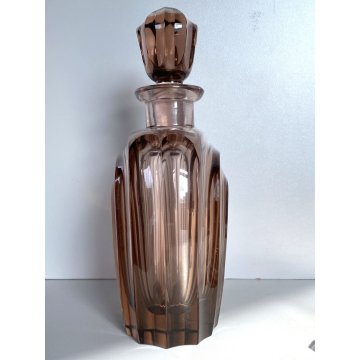 BOTTIGLIA 6 BICCHIERI CRISTALLO MOLATO ART DECO BOHEMIAN CRYSTAL DECANTER '30