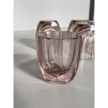 BOTTIGLIA 6 BICCHIERI CRISTALLO MOLATO ART DECO BOHEMIAN CRYSTAL DECANTER '30