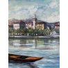 QUADRO DIPINTO OLIO C. Borrè Isola Pescatori PAESAGGIO LACUSTRE LAGO MAGGIORE 79