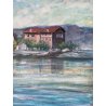 QUADRO DIPINTO OLIO C. Borrè Isola Pescatori PAESAGGIO LACUSTRE LAGO MAGGIORE 79