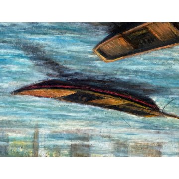 QUADRO DIPINTO OLIO C. Borrè Isola Pescatori PAESAGGIO LACUSTRE LAGO MAGGIORE 79