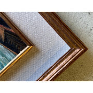 QUADRO DIPINTO OLIO C. Borrè Isola Pescatori PAESAGGIO LACUSTRE LAGO MAGGIORE 79