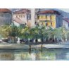 QUADRO DIPINTO OLIO C. Borrè Isola Pescatori PAESAGGIO LACUSTRE LAGO MAGGIORE 79