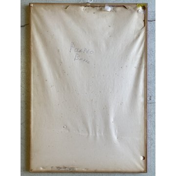 STAMPA MULTIPLO LITOGRAFIA Pompeo Borra 66/90 DISEGNO ASTRATTO VASO FIORI '50/60