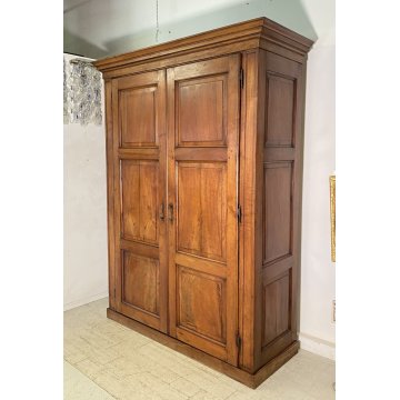 ANTICO GRANDE ARMADIO 1700 LEGNO NOCE GUARDAROBA PIEMONTESE 2 ANTE DISPENSA OLD