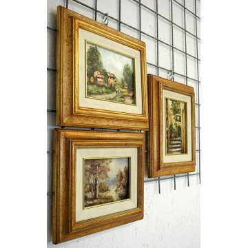 LOTTO 3 QUADRO DIPINTO OLIO Livio Vasti PAESAGGIO CAMPAGNA LAGO BORGO ANTICO 900