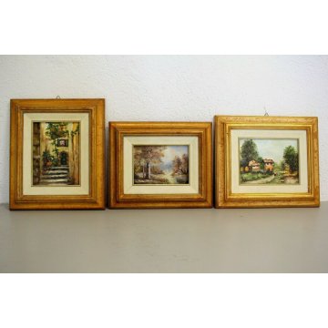 LOTTO 3 QUADRO DIPINTO OLIO Livio Vasti PAESAGGIO CAMPAGNA LAGO BORGO ANTICO 900