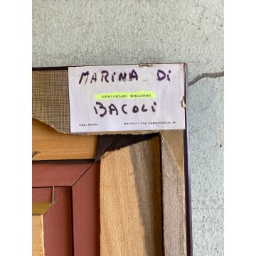 DIPINTO OLIO TAVOLA Guglielmo Migliore MARINA Bacoli PAESAGGIO Golfo di NAPOLI