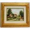 LOTTO 3 QUADRO DIPINTO OLIO Livio Vasti PAESAGGIO CAMPAGNA LAGO BORGO ANTICO 900