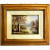 LOTTO 3 QUADRO DIPINTO OLIO Livio Vasti PAESAGGIO CAMPAGNA LAGO BORGO ANTICO 900