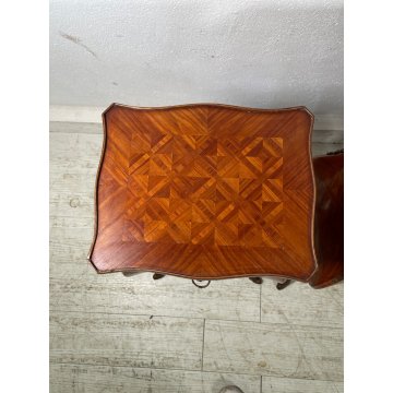 ANTICA COPPIA PICCOLO COMODINO LASTRONATO LUIGI FILIPPO LEGNO epoca 900 SEGRETO