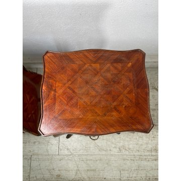 ANTICA COPPIA PICCOLO COMODINO LASTRONATO LUIGI FILIPPO LEGNO epoca 900 SEGRETO
