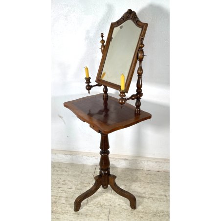 ANTICA TOILETTE LUIGI FILIPPO LEGNO FAGGIO TORNITA PSICHE SPECCHIO TAVOLINO LUMI